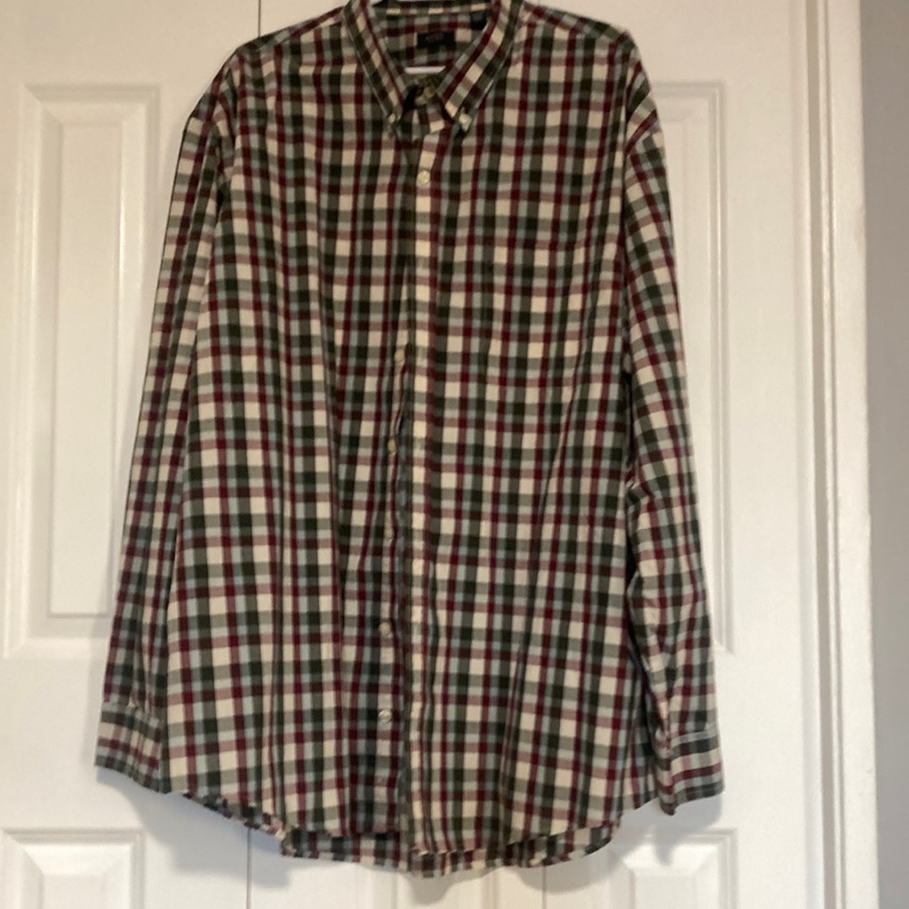 Arrow USA 1851 dress shirt black, grey, cream and burgundy long sleeve shirt